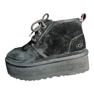 UGG Y2K Neumel Heritage Platform Chukka Boots Black Suede Women's 8 1130604 Cozy